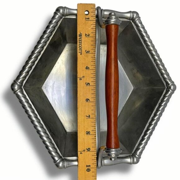 REED & BARTON "Bannister" Divided Serve Ware w/ Cherry Wood Handle - GVC - Picture 9 of 9